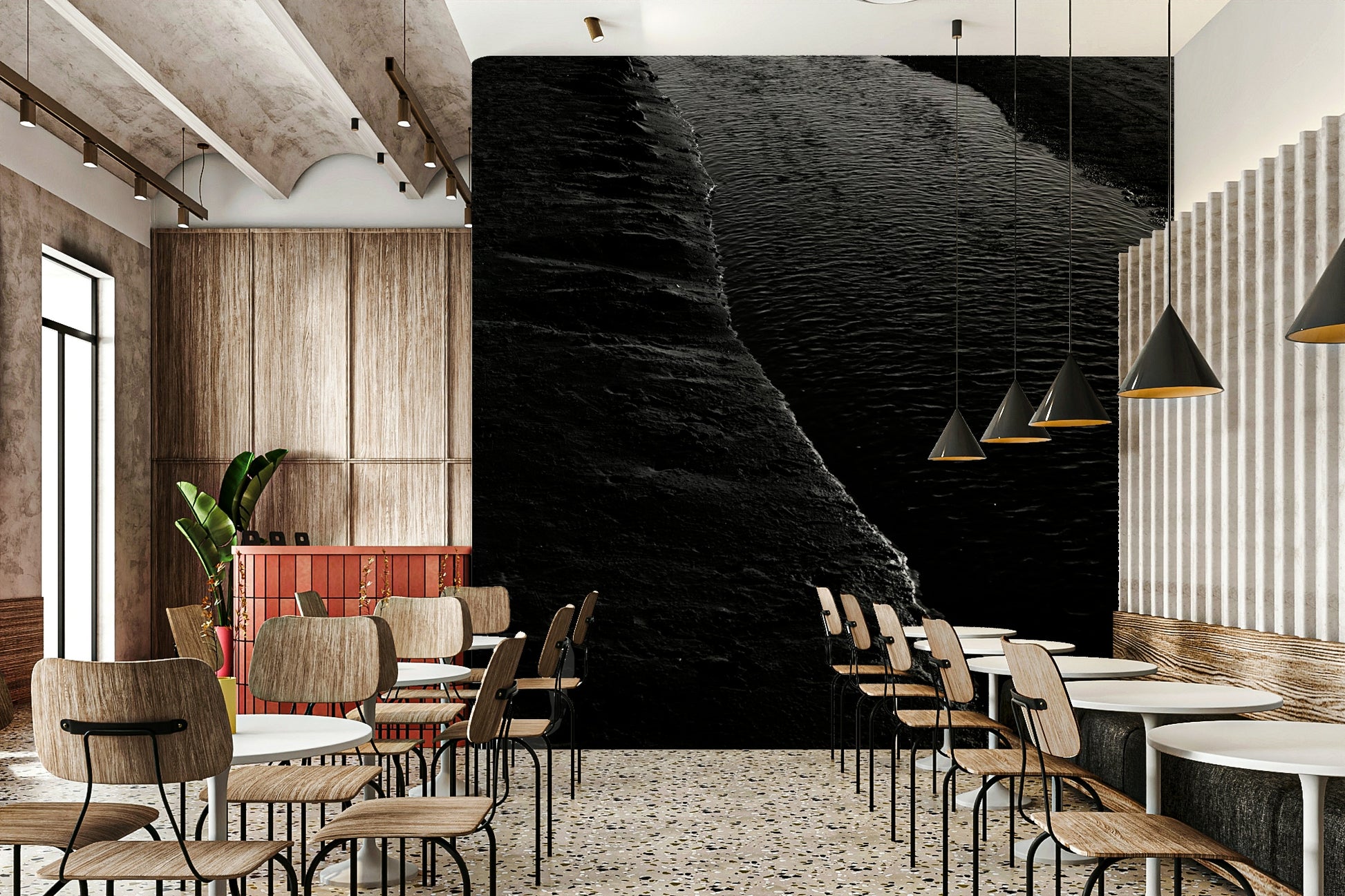 A beautiful mysterious river wall mural for a living room.

