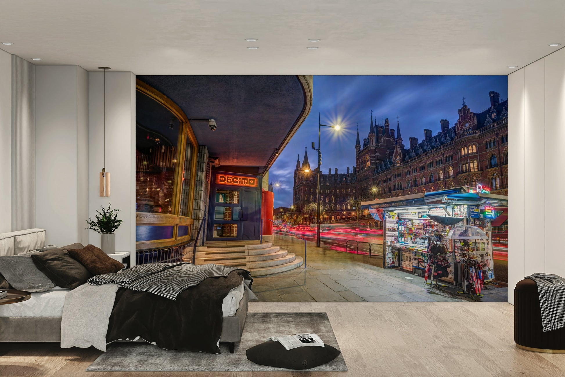 A contemplative London architecture wallpaper mural for a feature wall.

