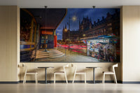 A beautiful night scene wall mural for a living room.

