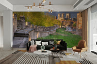 A contemplative faux stone wallpaper mural for a feature wall.

