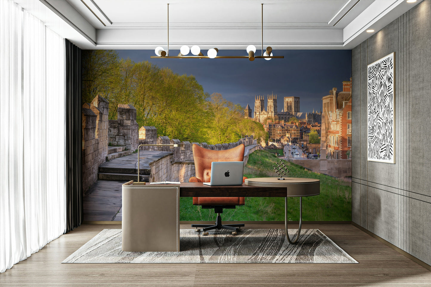 A calming ancient stone wallpaper mural that defines a space.

