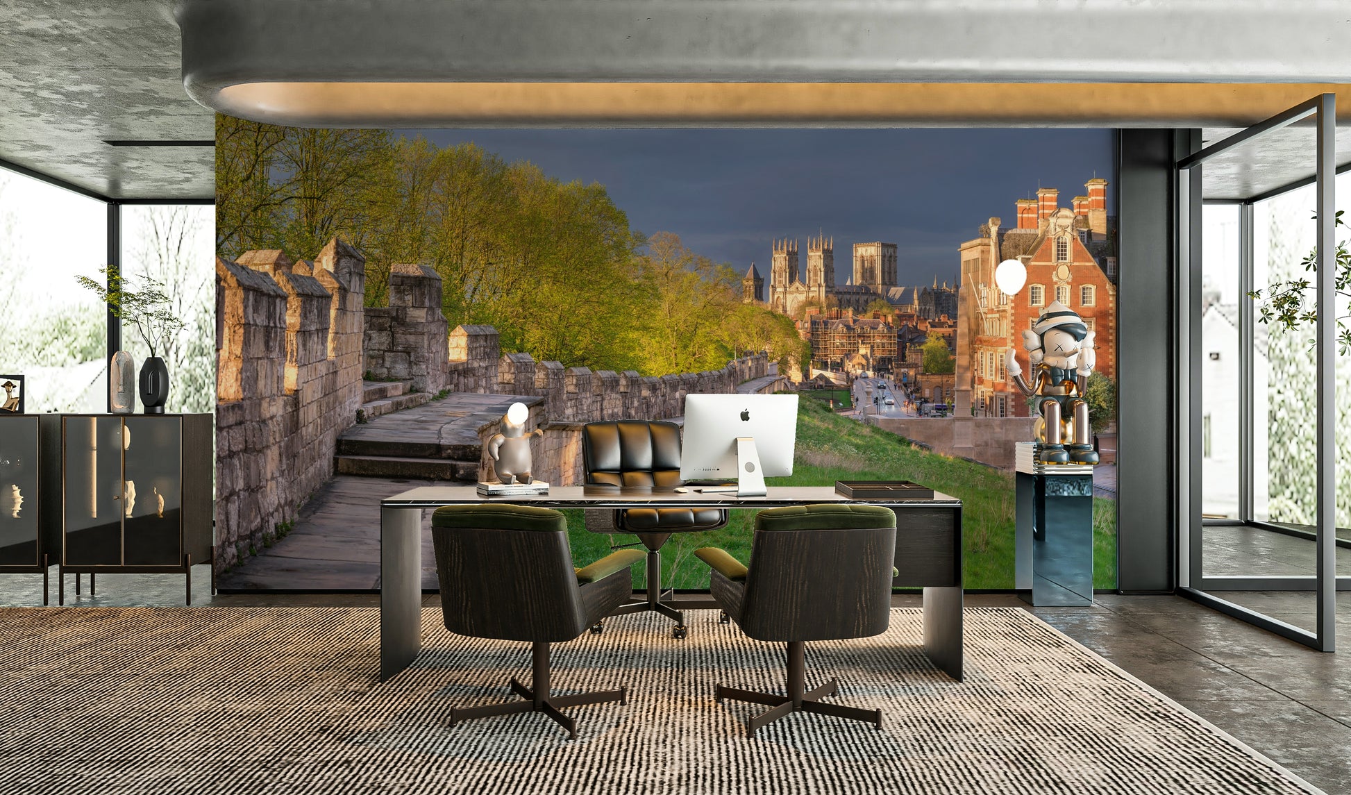 An artistic stone texture mural on minimalist wallpaper.

