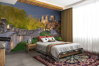 A beautiful textured stone wall mural for a living room.

