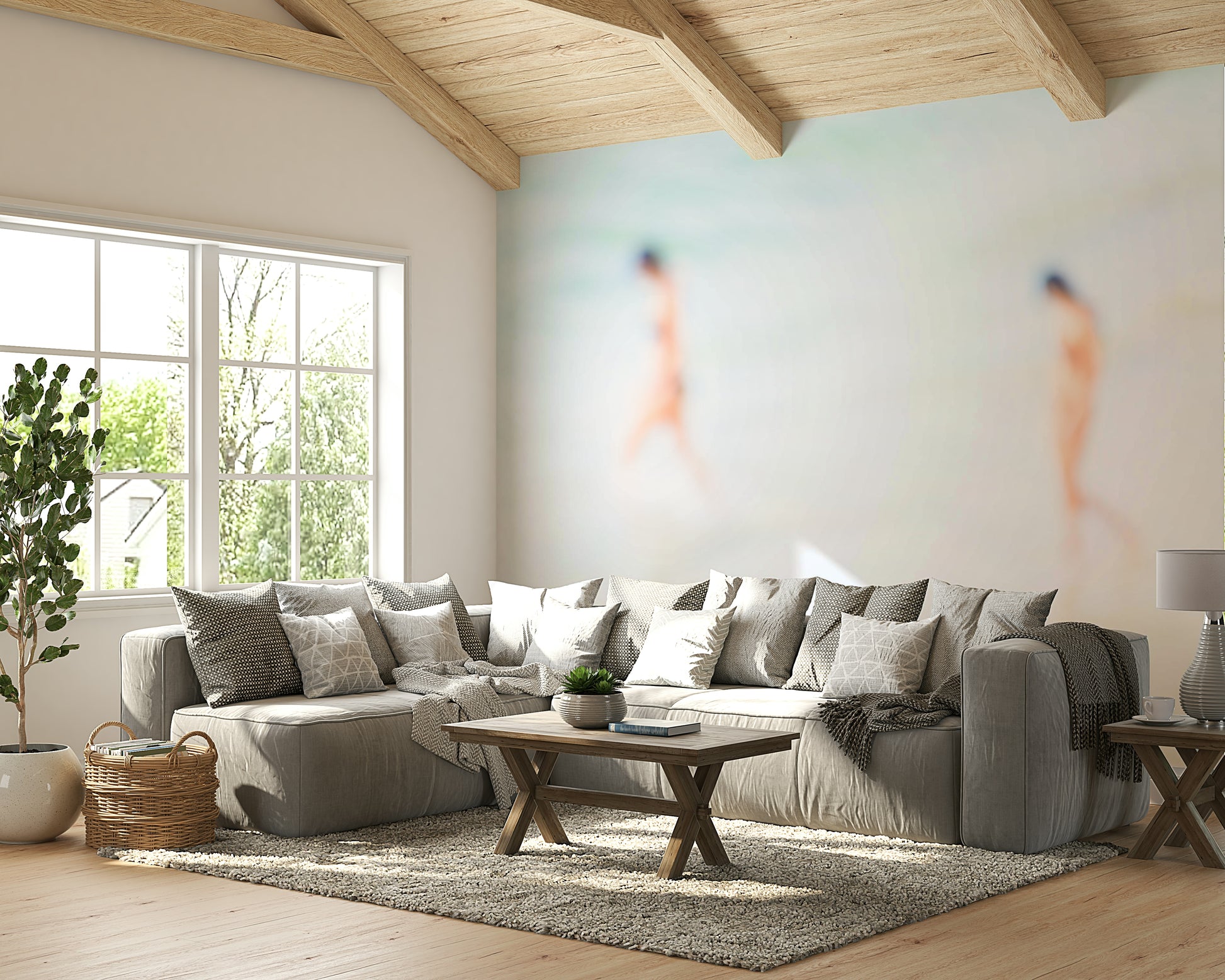 A contemplative rocky shoreline wallpaper mural for a feature wall.

