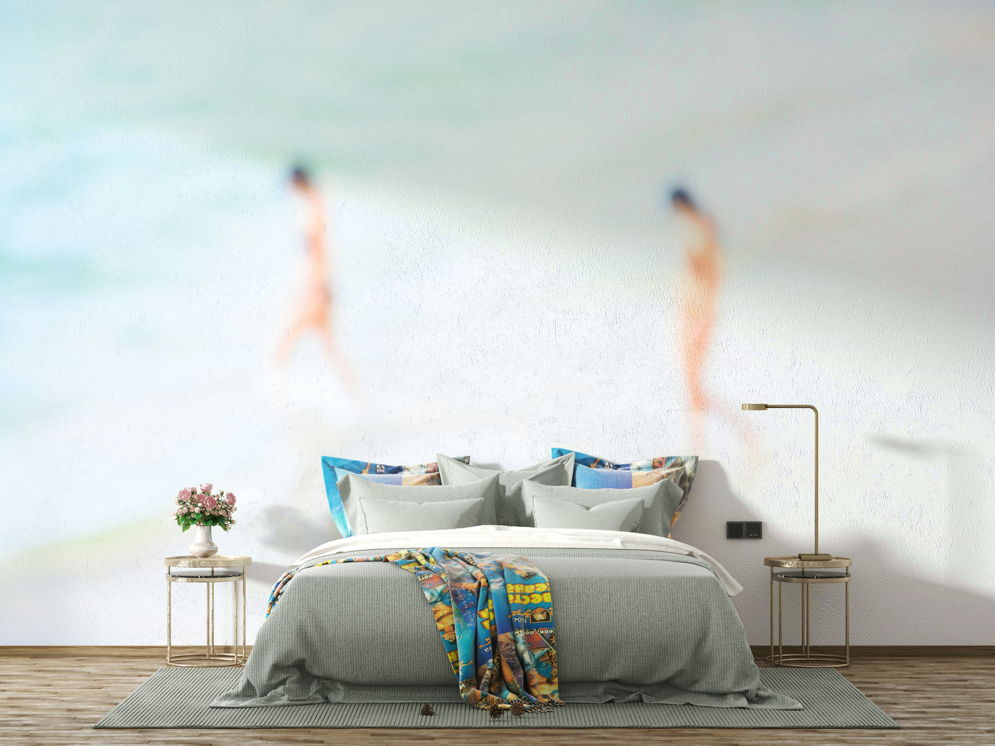 A calming ocean wave wallpaper mural that defines a space.

