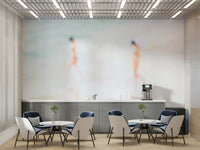 A beautiful wide-angle wall mural of the sea.

