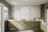 An artistic coastal landscape mural for home decor.

