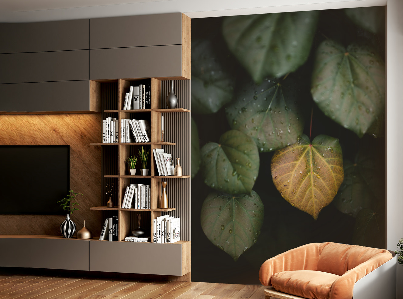 A beautiful serene winter wallpaper mural with subtle light.

