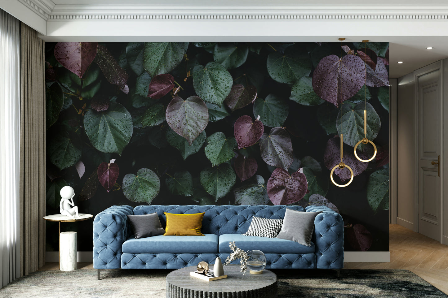 A contemplative frosty branch wallpaper mural for a feature wall.

