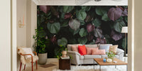 A beautiful serene scene wallpaper mural of winter leaves.

