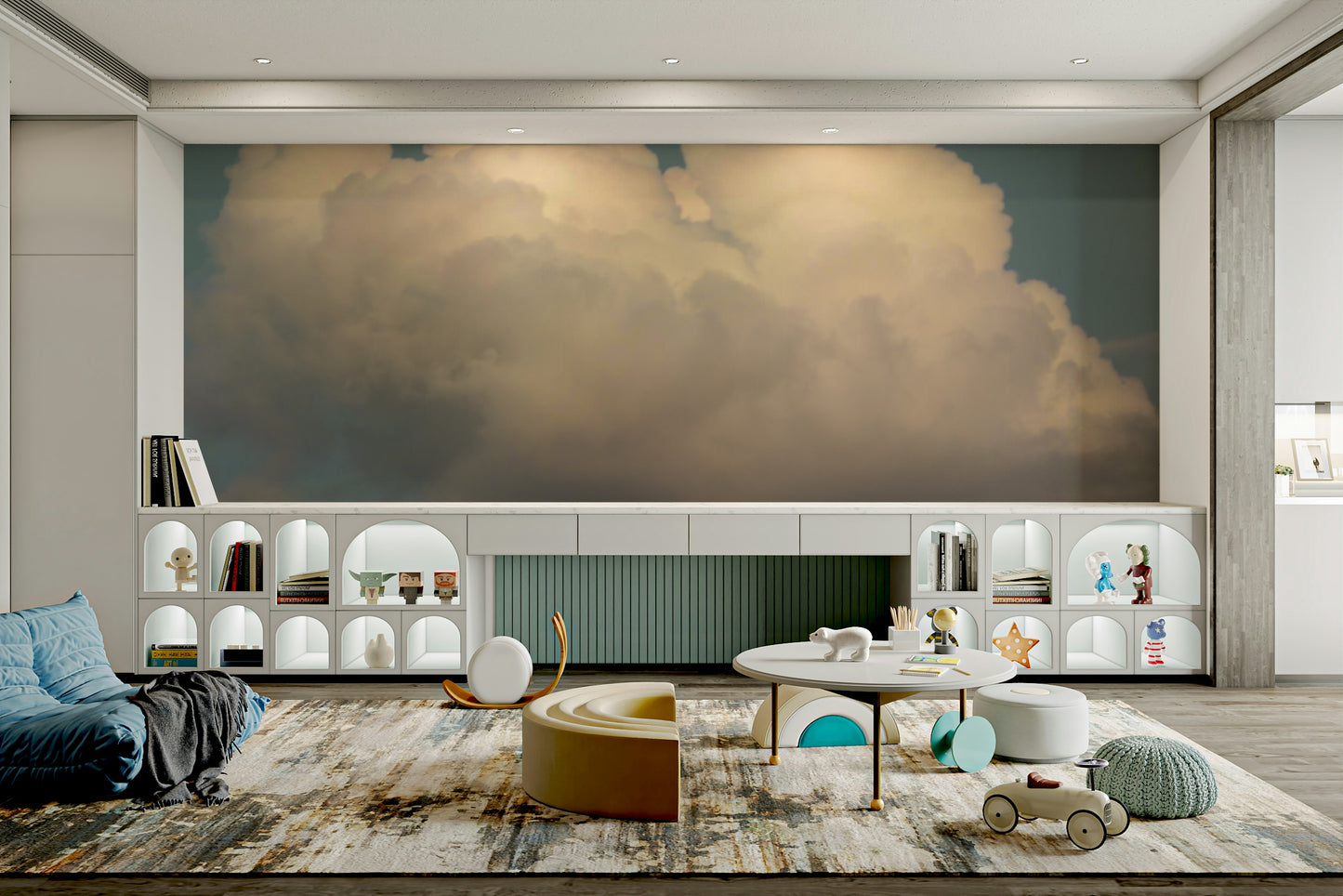 A contemplative cloudscape wallpaper mural for a feature wall.

