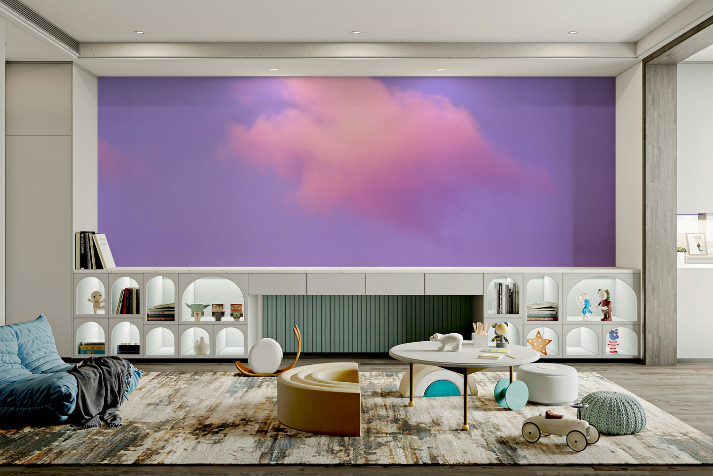A contemplative cloudscape wallpaper mural for a feature wall.


