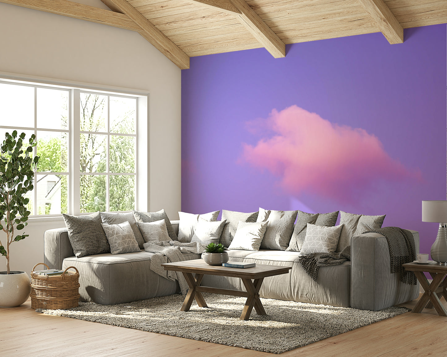 A tranquil white cloud wall mural for your decor.

