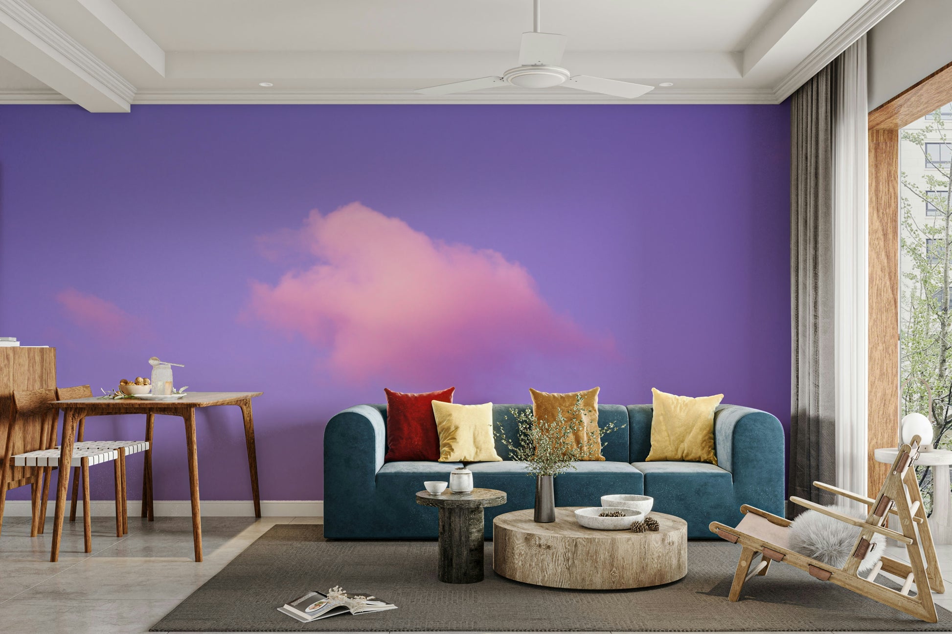 A beautiful modern sky wall mural for a living room.

