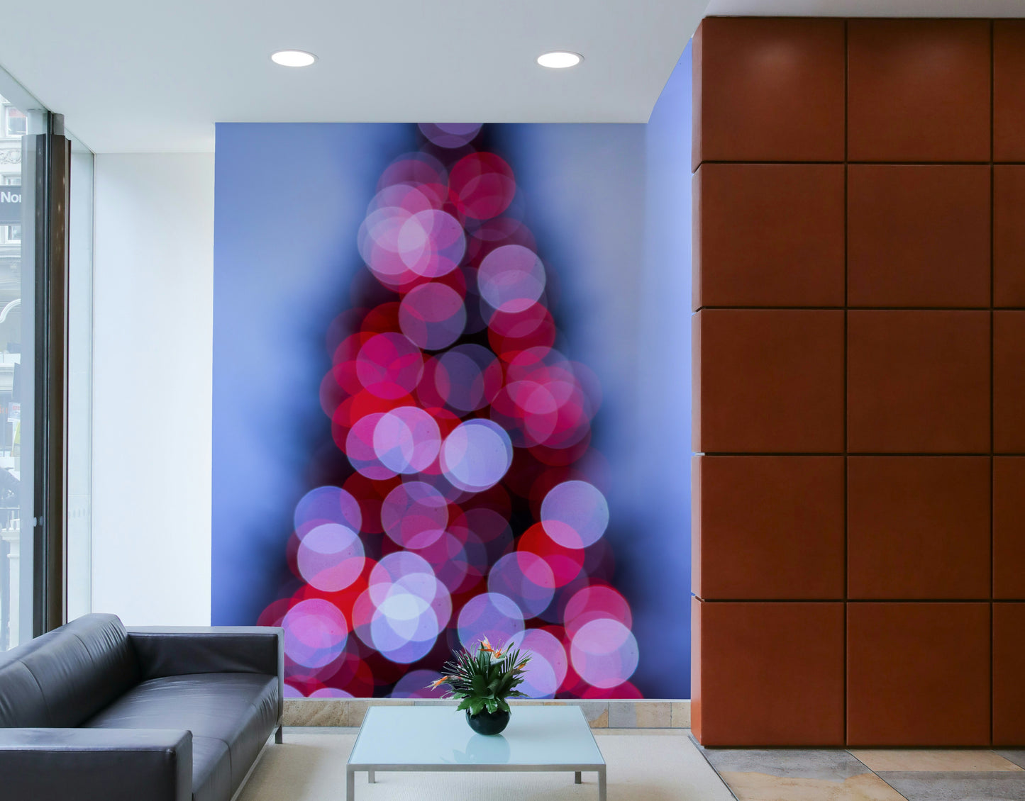 An artistic London landmark mural on minimalist wallpaper.

