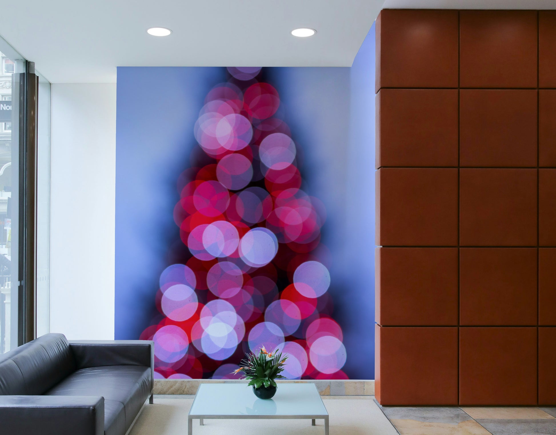 An artistic London landmark mural on minimalist wallpaper.

