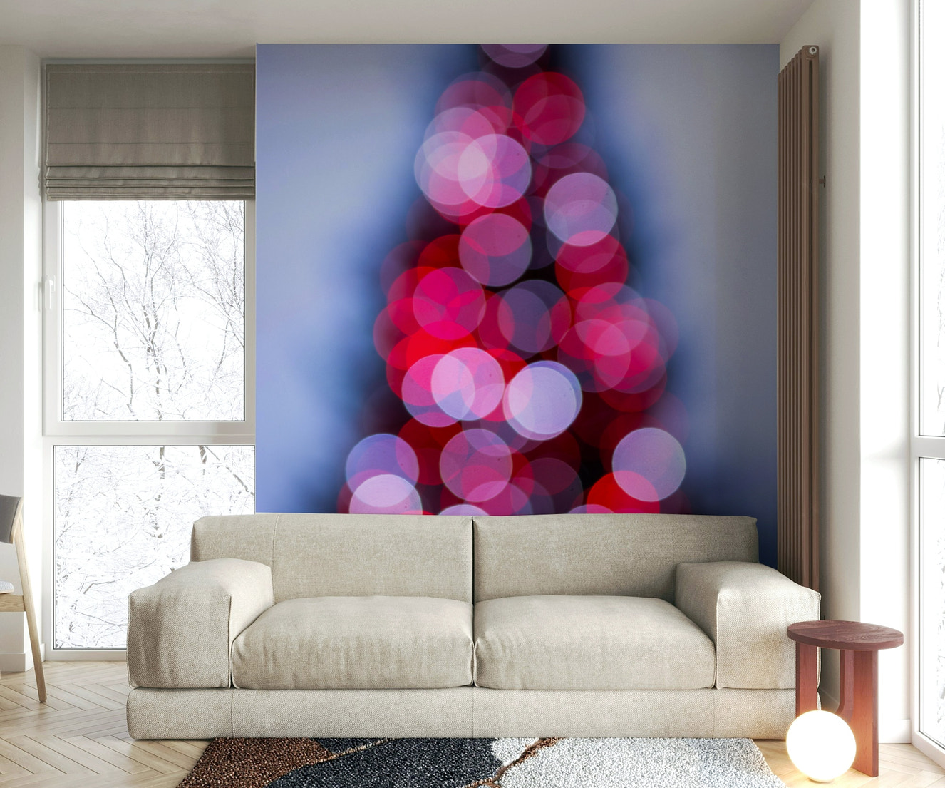 A beautiful London Eye wallpaper mural with Christmas decor.

