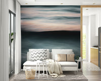 A beautiful abstract ocean wall mural for a living room.

