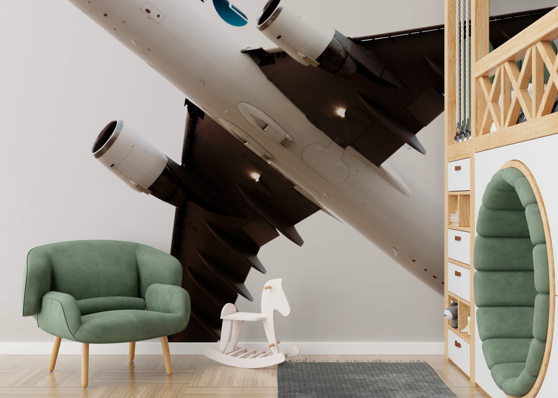 A calming serene sky wallpaper mural that defines a space.

