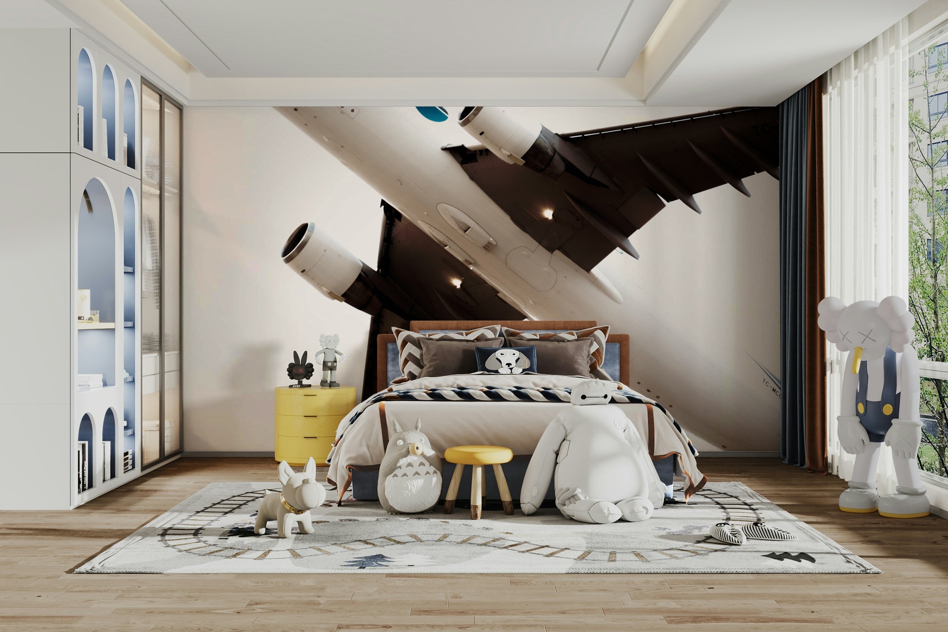 A beautiful serene aerial wallpaper mural of a landscape.

