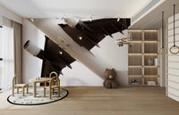 A beautiful modern cloud wall mural for a living room.

