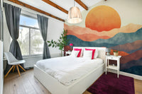 A calming serene design wallpaper mural that defines a space.

