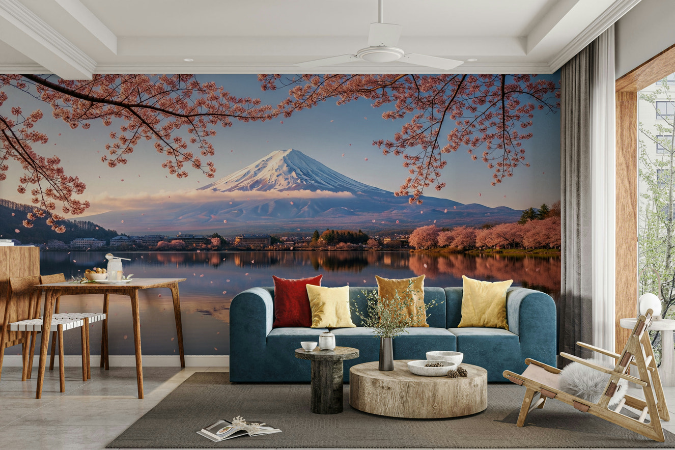 A beautiful Fuji blossom wallpaper mural for a modern home.

