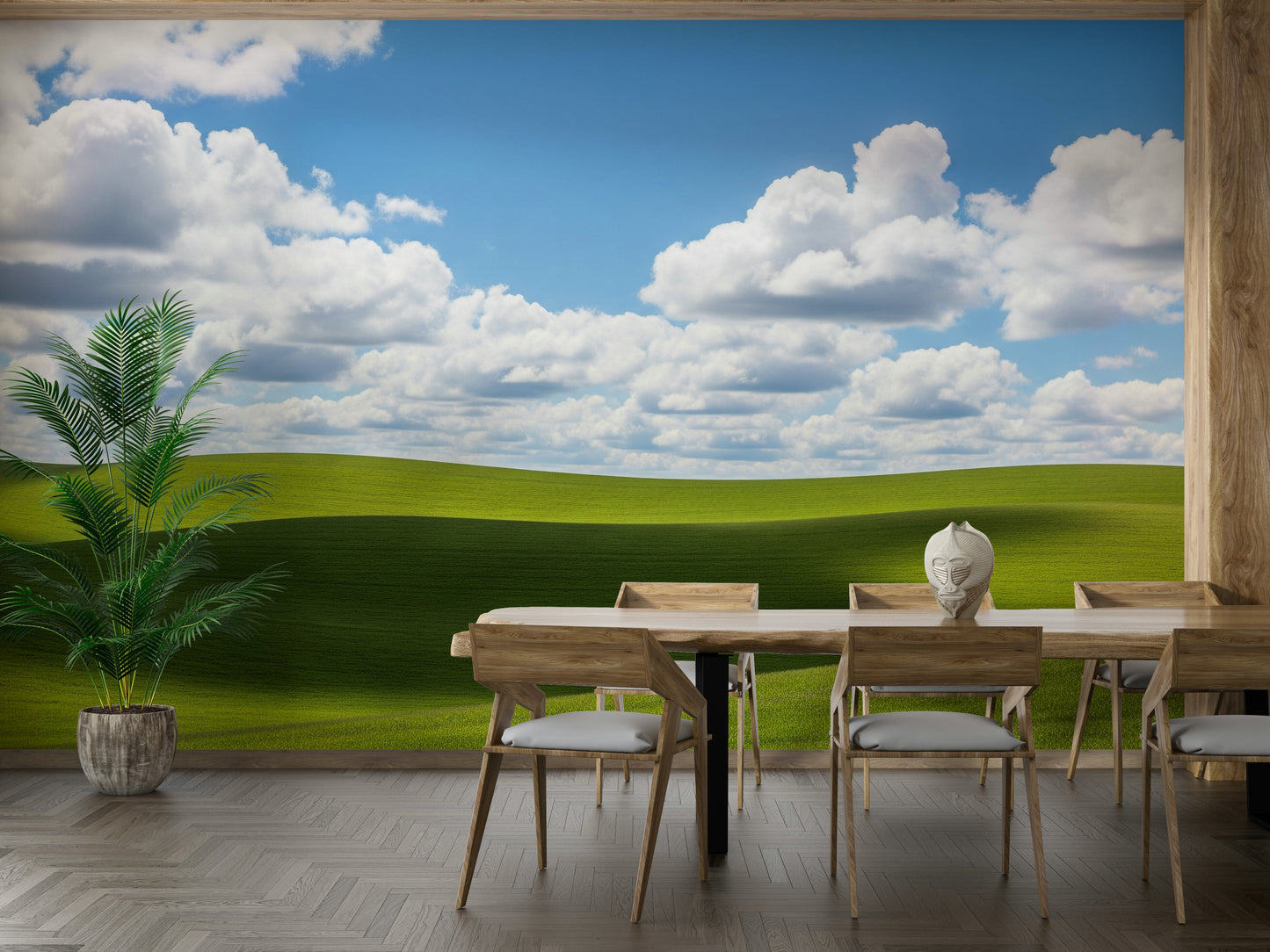 A beautiful modern dreamscape wall mural for a living room.

