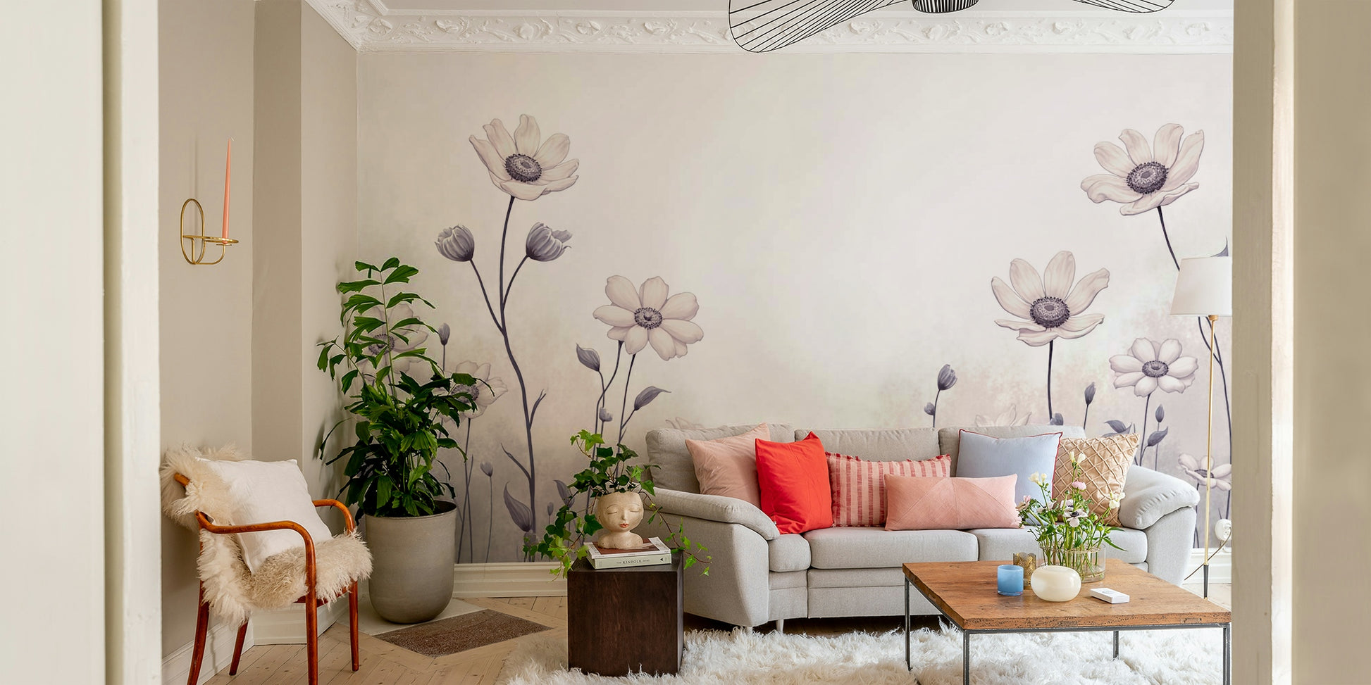 A serene floral dreams wall mural for your decor.


