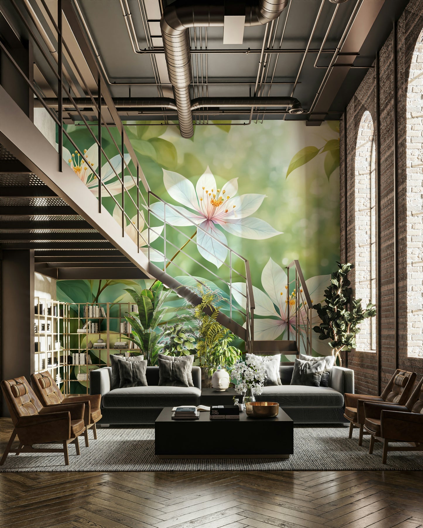 An artistic nature inspired mural for home decor.

