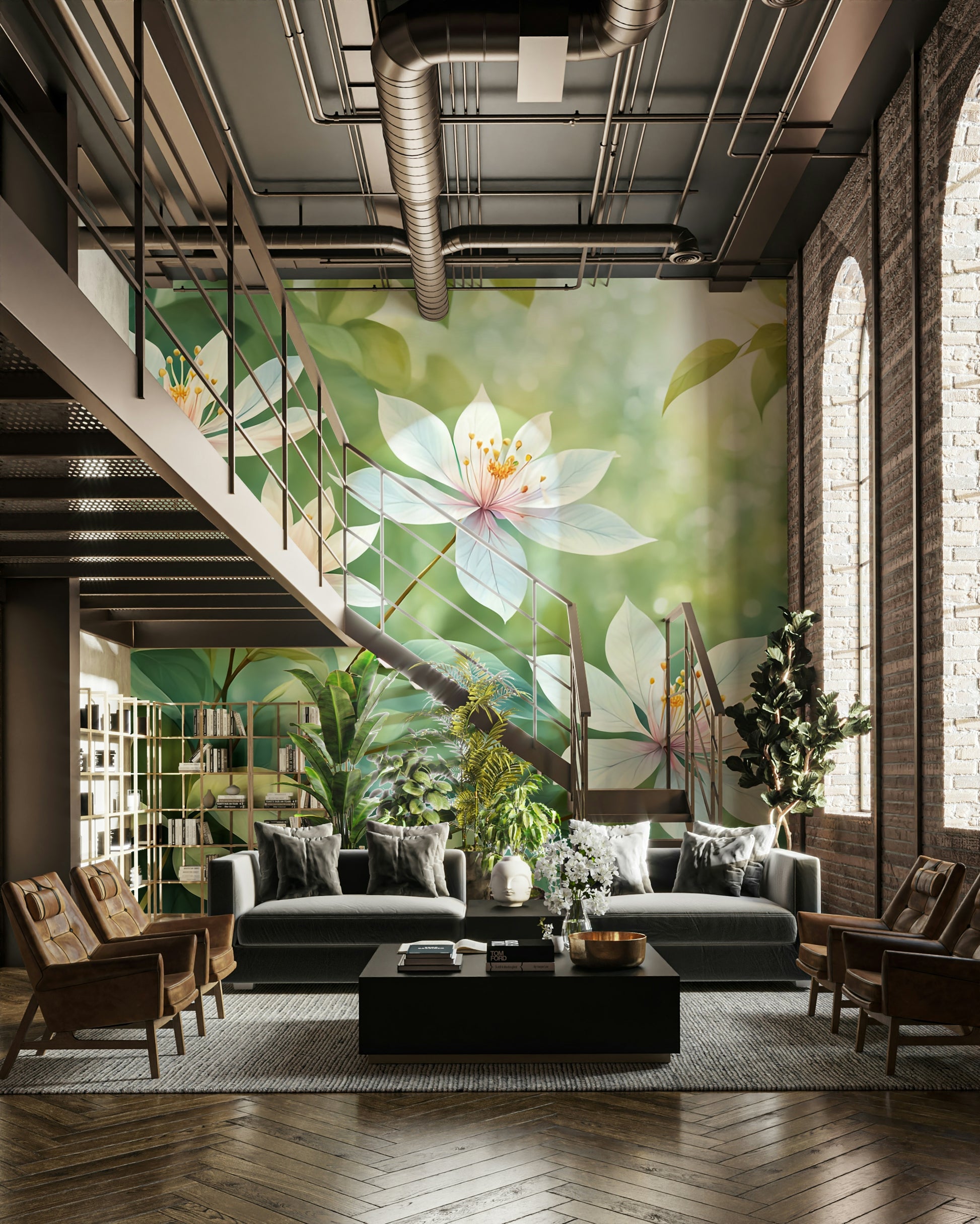 An artistic nature inspired mural for home decor.

