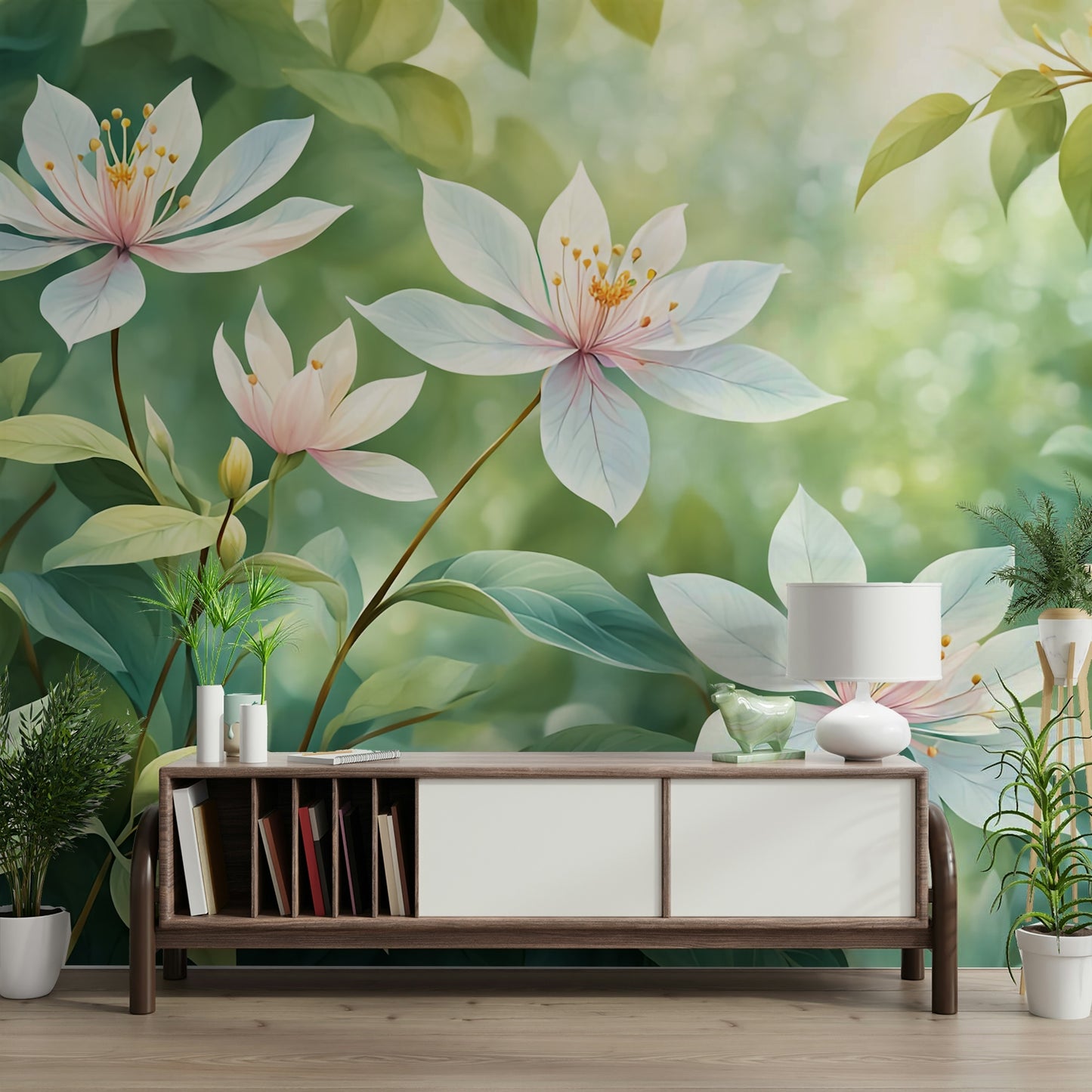 A classic floral wallpaper for walls with a calming theme.

