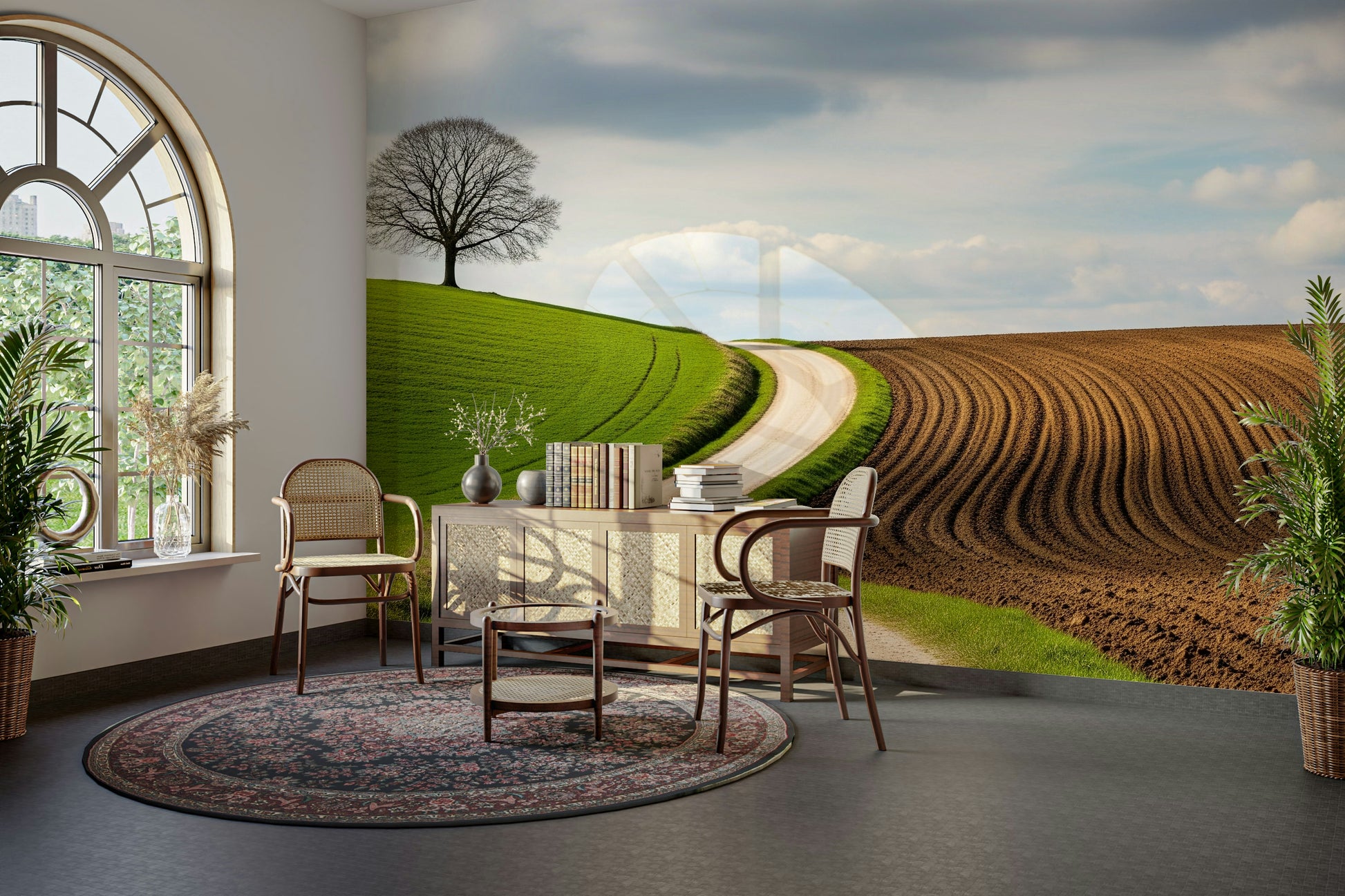 An artistic nature inspired mural for home decor.

