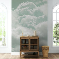 A calming serene sky wallpaper mural that defines a space.

