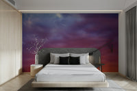 An artistic abstract sunset mural on minimalist wallpaper.

