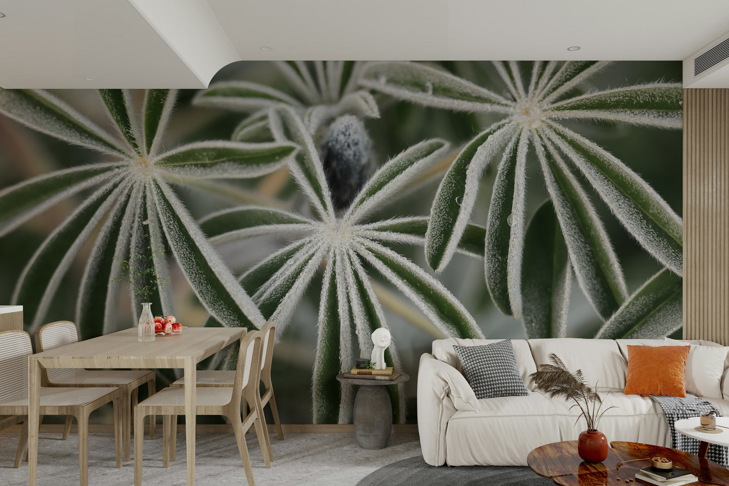 A beautiful wide-angle field wall mural for a living room.

