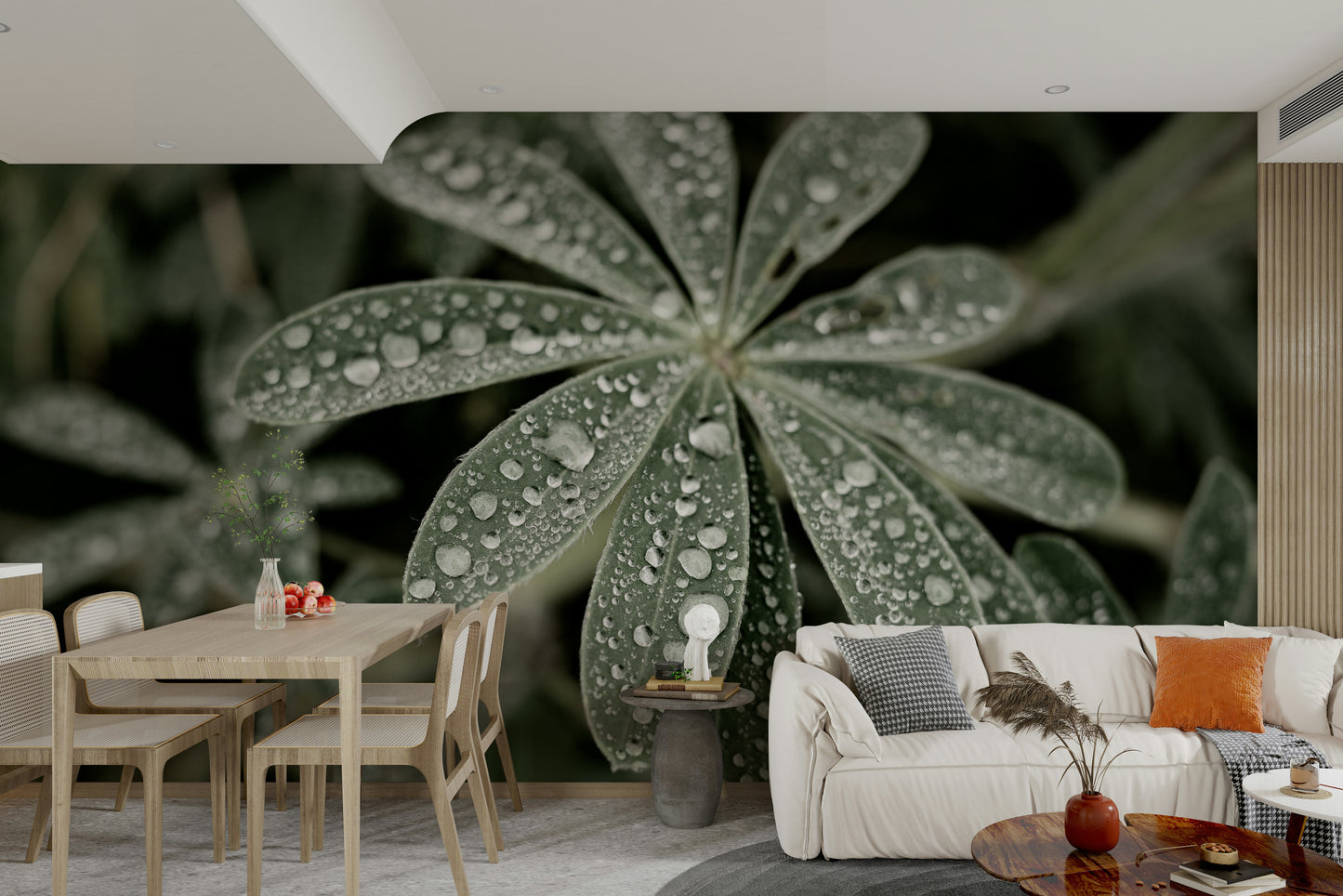 A beautiful modern art wall mural of blue lupine.

