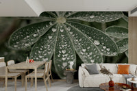 A peaceful flower design mural on decorative wallpaper.

