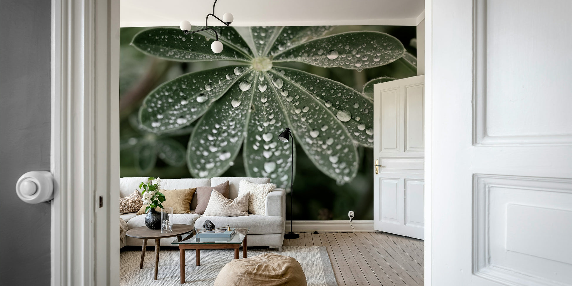 A tranquil subtle flower wall mural for your decor.

