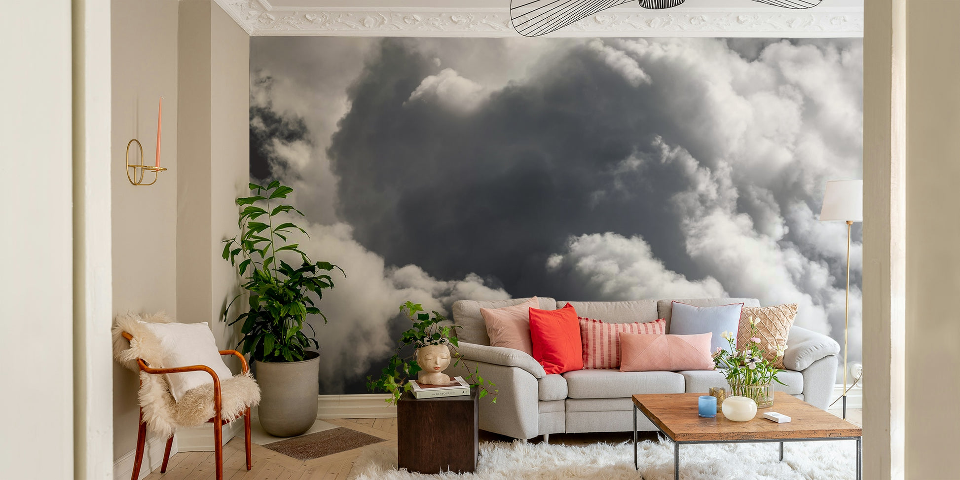 A classic cloud design wallpaper for walls.

