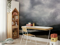 An artistic nature escape mural for home decor.

