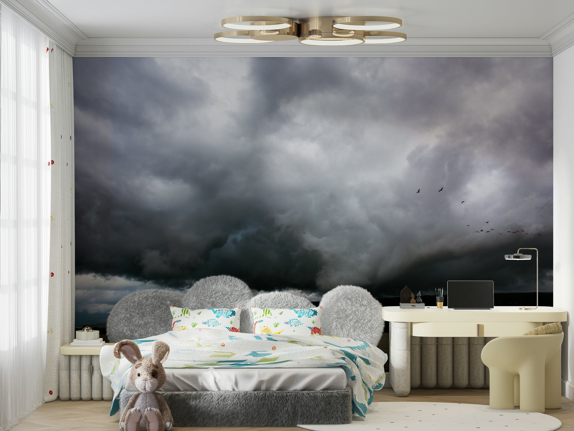 A beautiful panoramic wall mural for a living room.

