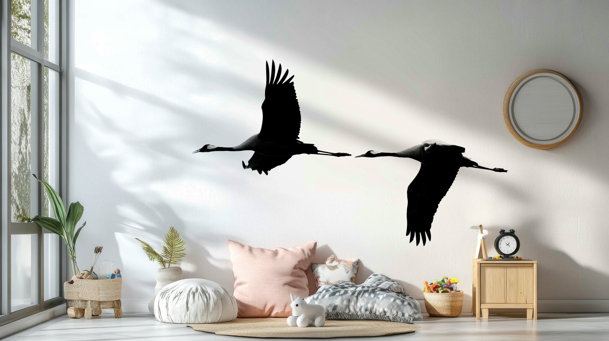 A classic crane bird wallpaper for walls.

