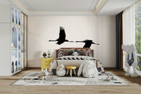 A calming serene bird wallpaper mural that defines a space.

