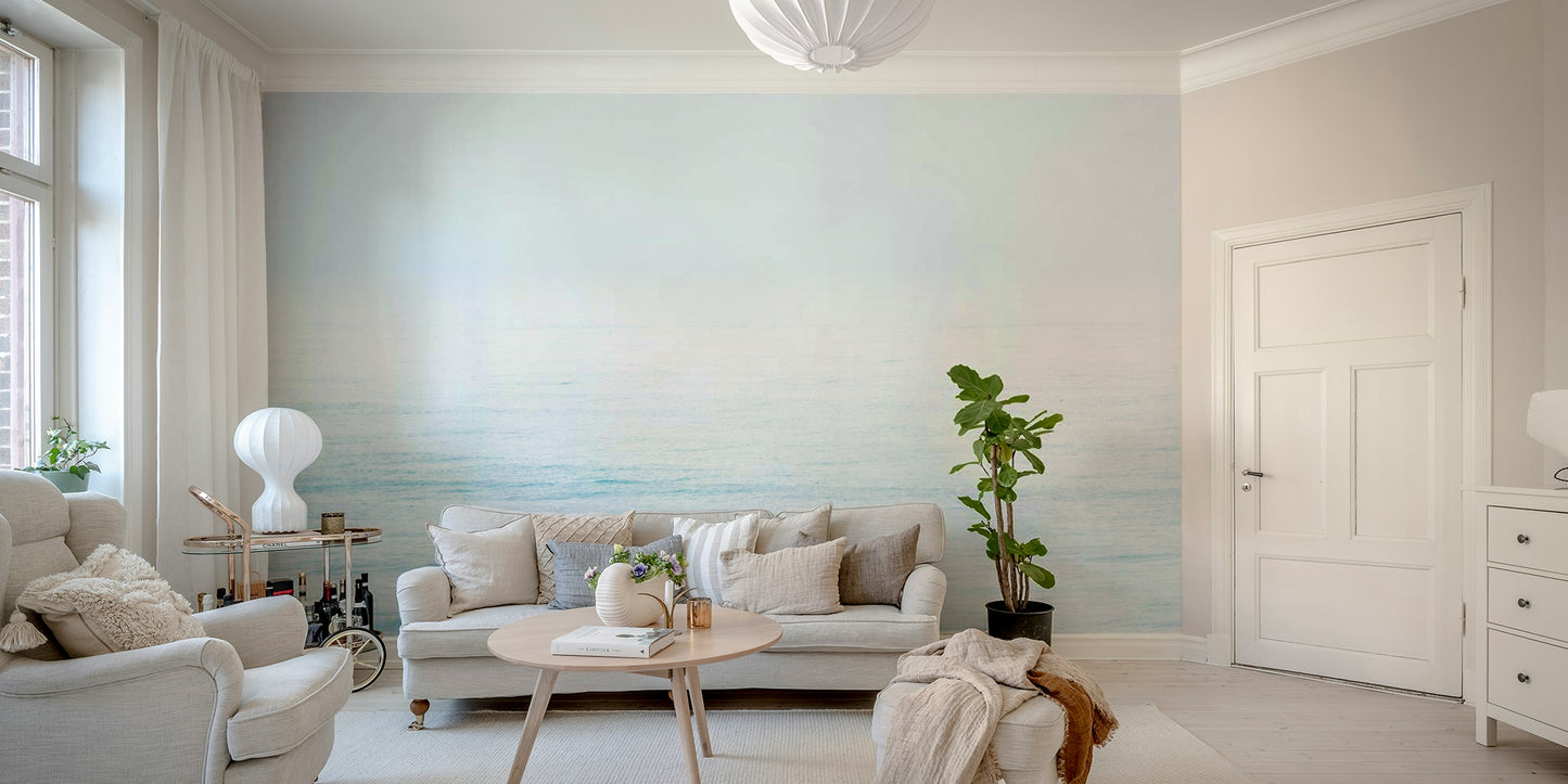 A graceful wave texture wall mural in cool, deep tones.

