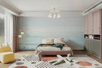 An artistic ocean landscape mural for home decor.

