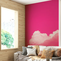 A beautiful bubble gum wallpaper mural with colorful clouds.

