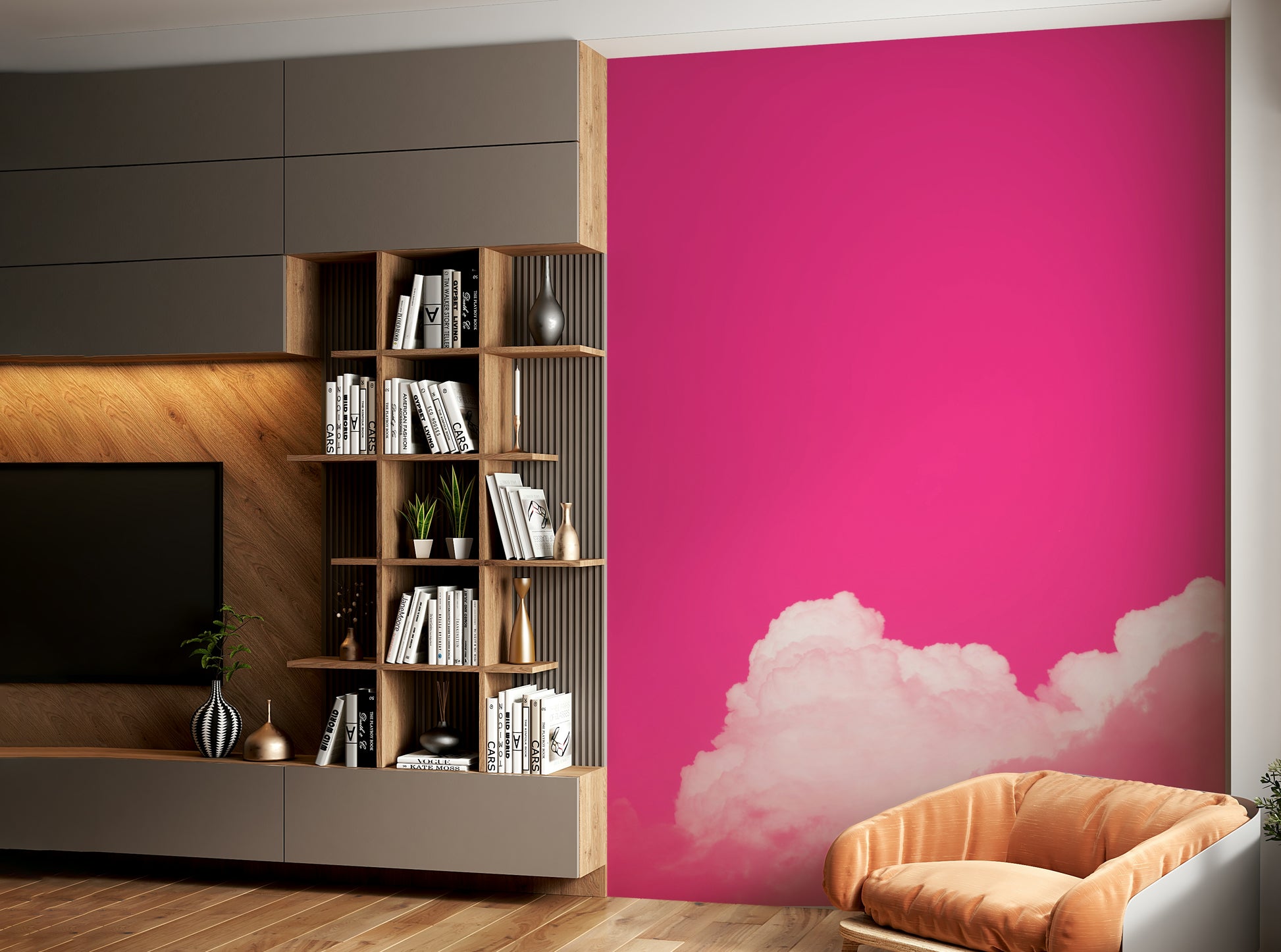 A beautiful modern sky wall mural for a child's room.

