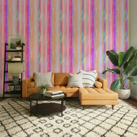 A peaceful striped aesthetic mural on decorative wallpaper.

