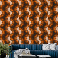 An artistic groovy pattern mural on minimalist wallpaper.

